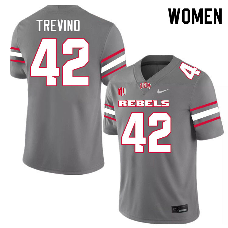 Women #42 Oscar Trevino UNLV Rebels College Football Jerseys Stitched-Grey